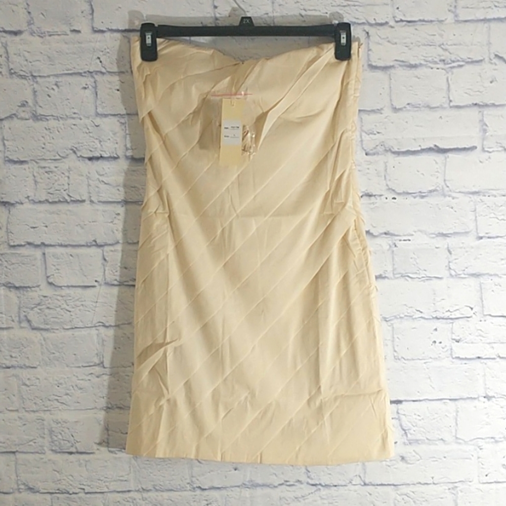 {Lucy & Co} Mini Dress Strapless Beige Size Large
